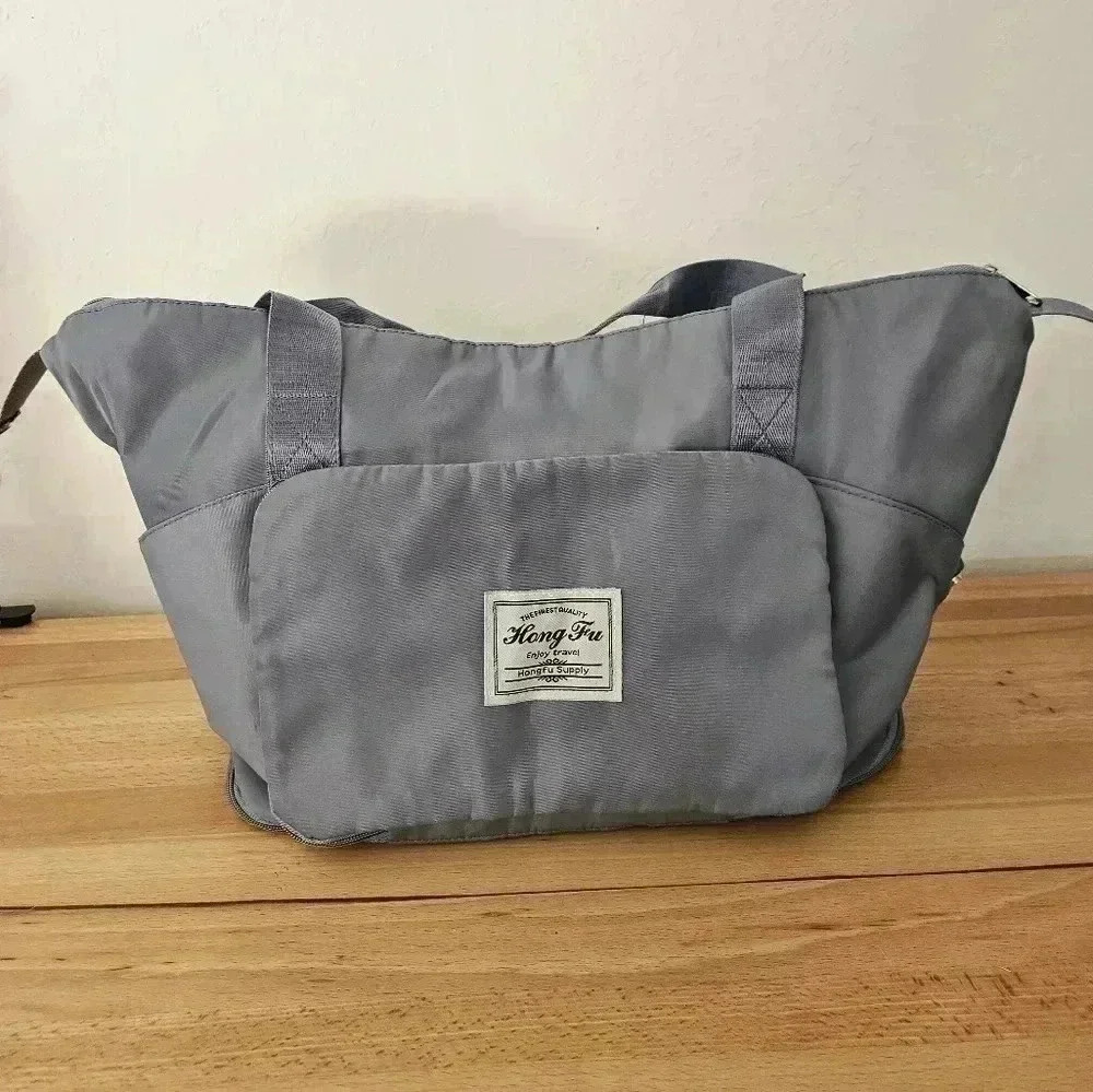 Foldable travel bags, lightweight, carry-on luggage, portable overnight blue